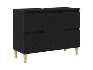 Meuble de lavabo de salle de bain, armoire de bain chêne noir 80 x 33 x 60 cm cf65536