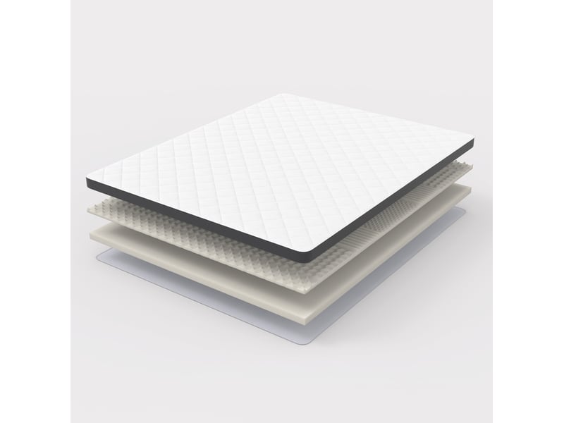 Matelas mousse h3 90x200 cm, épaisseur 7 cm – blanc et gris – soutien ergonomique 7 zones certifié oeko-tex  - Conforama E