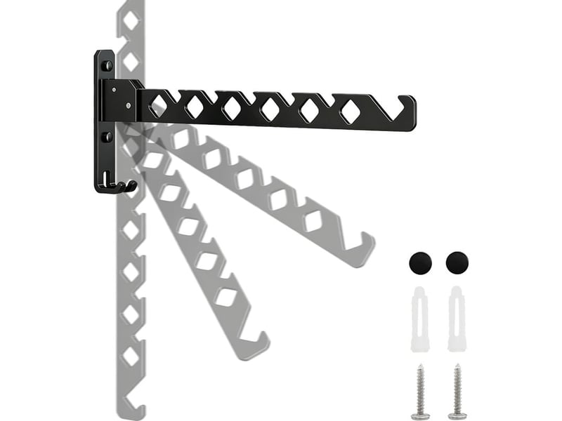  Cintre pliable, crochet à vêtements, étendoir mural pliable, cintre en alliage d'aluminium, crochet, mural pour balcons, les salles de bains, les couloirs  - Conforama A