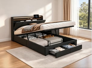 Lit coffre 140x190 cm <strong></strong> <strong></strong> coloris noir