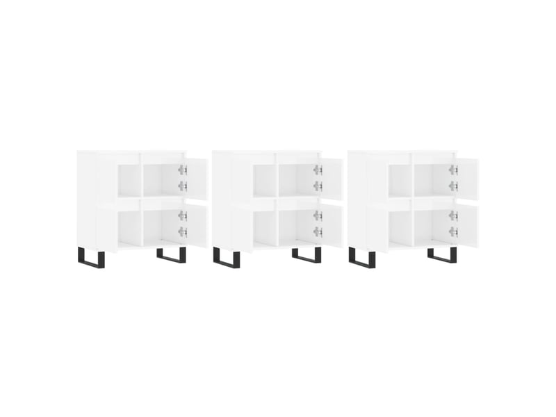  Buffets 3 pcs - bahut - meuble de rangement blanc brillant bois d'ingénierie  - Conforama D