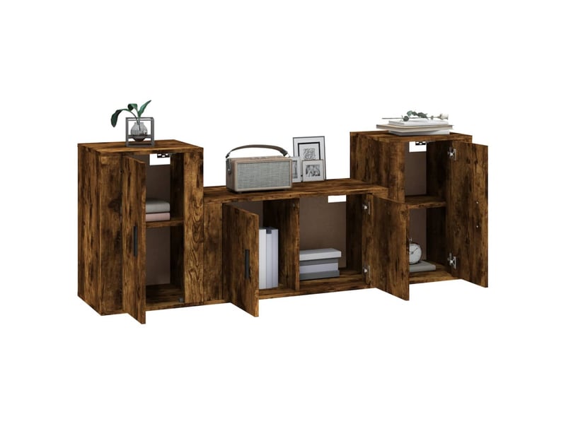  Ensemble de meubles tv 3 pcs chêne fumé bois d'ingénierie shl81758  - Conforama C