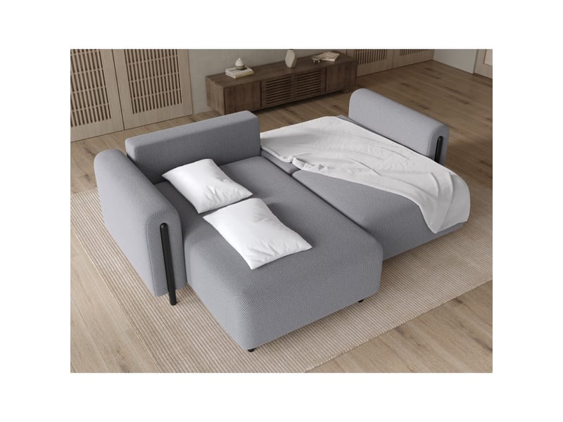 Canapé d'angle convertible arvessa gris clair – angle gauche avec coffre - Conforama D