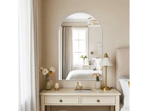 Miroir mural arqué 91x61cm - miroir salle de bain en verre trempé incassable avec cadre aluminium - blanc
