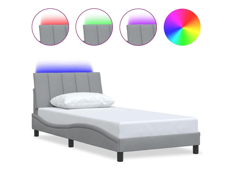  Lit simple- lit adulte -  cadre de lit sans matelas hanko gris clair 100x200 cm tissu  - Conforama A