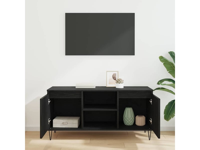  Meuble tv - banc tv - meuble de rangement 104 x 35 x 50 cm chêne noir bois d'ingénierie  - Conforama D