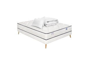 Ensemble matelas et sommier 140x190 cm Ressorts ensachés + mousse SIMMONS soutien Ferme épaisseur 23 cm
