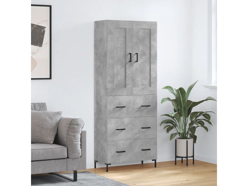  Buffet haut - bahut - meuble de rangement gris béton 69,5x34x180 cm bois d'ingénierie  - Conforama B