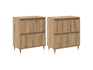 Lot de 3 armoires de rangement modernes 60 x 35 x 70 cm avec grand espace de stockage style contemporain en bois chêne artisanal 02_0056047