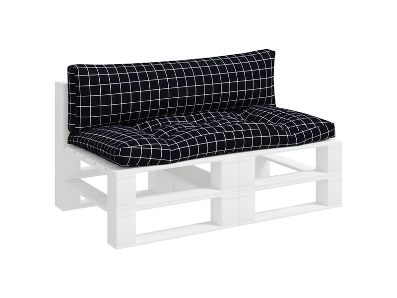  Lot de 2 coussins de palette, coussins de canapé motif à carreaux noir tissu oxford cf59549  - Conforama C