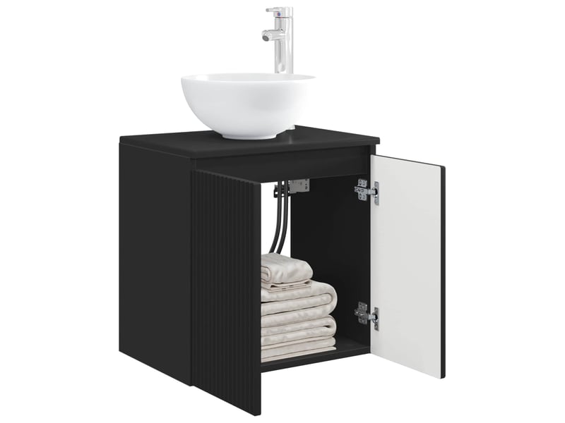 Vanité de lavabo mural, meuble de rangement noir 49.5x41x64.5 cm - Conforama C