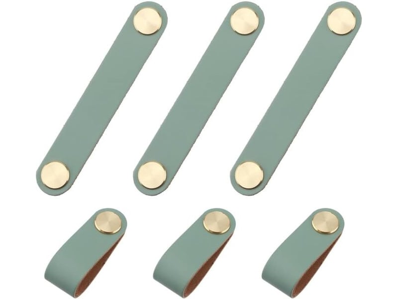  Pack de 6 poignées en cuir de 13,8 x 2,2 cm, poignées pour meubles, armoires, commodes et cuisine avec vis  - Conforama A