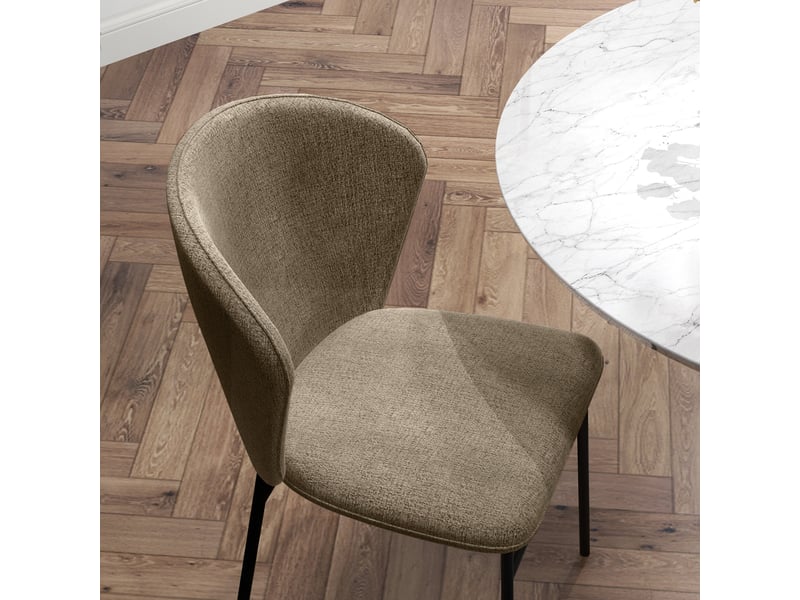 Lot de 2 chaises de salle à manger assise rembourrée en tissu aspect lin pieds en acier stable design moderne clair marron  - Conforama W