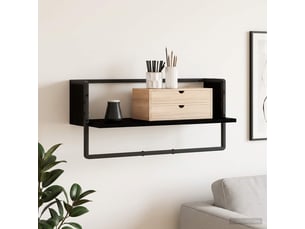 Étagère flottante, étagère suspendue montage mural chêne noir 65 x 25 x 30 cm cf42509