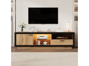 Meuble tv coloris naturel 160 cm <strong>MERAX</strong>  <strong>meuble tv naturel</strong>