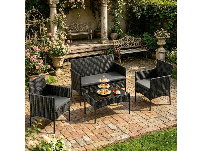  Salon de jardin 4 places avec canapé, 2 fauteuils et table basse evryae  - Conforama C
