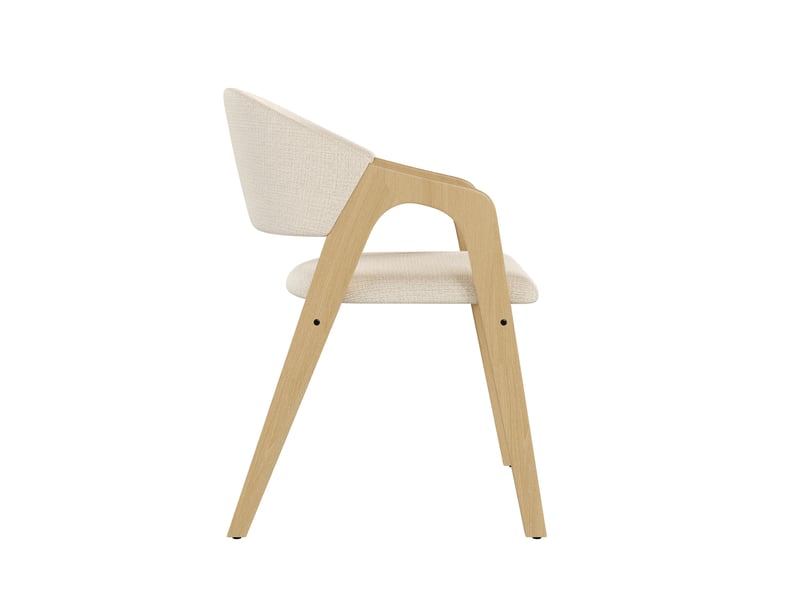  Lot de 6 chaises de salle à manger avec accoudoirs en lin beige et bois naturel  - Conforama R