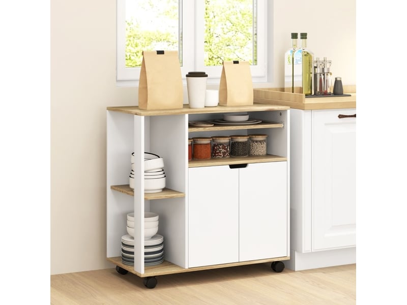  Desserte de cuisine 80x40x82 cm avec rangement en bois bois naturel  - Conforama C