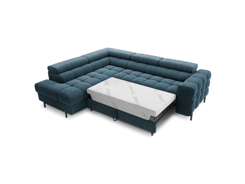  Canapé convertible bleu foncé ferrum 5 places angle gauche mousse hr 276x93x200cm  - Conforama B