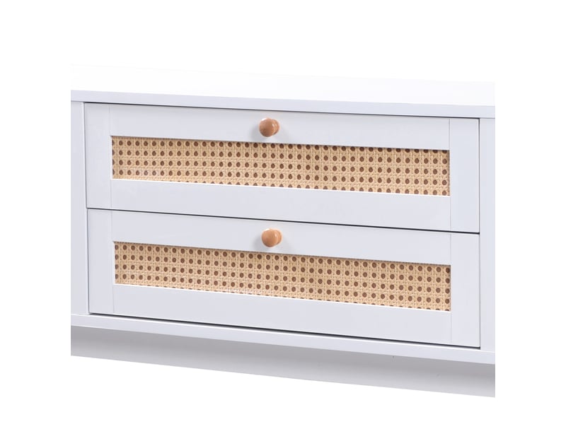  Meuble tv 170 cm rotin et bois avec portes et tiroirs  - Conforama R
