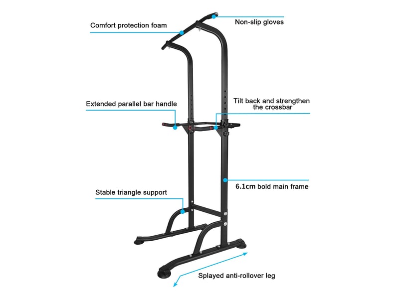  Tour de musculation réglable multifonction noire avec barre de traction, dips et support de squat, charge 149 kg  - Conforama D