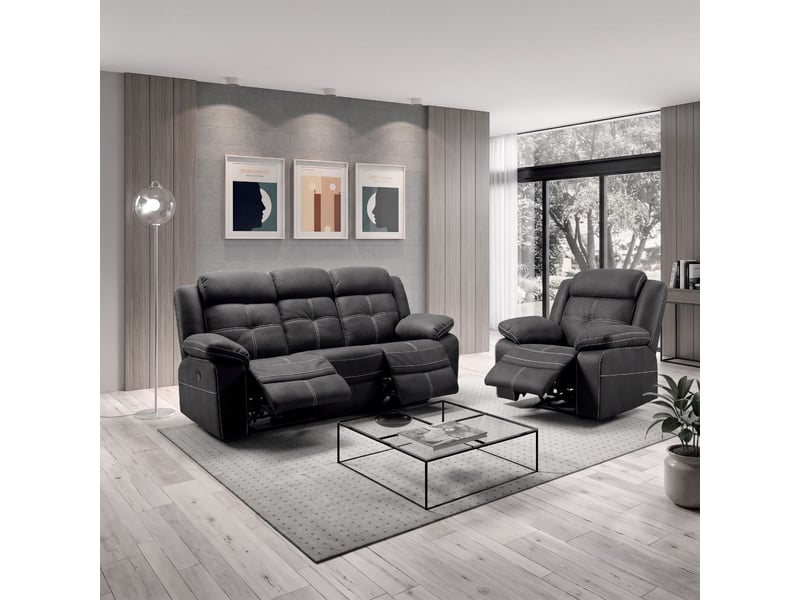  Fauteuil relax électrique tissu aspect peau gris - adolis ADOLIS - Conforama D
