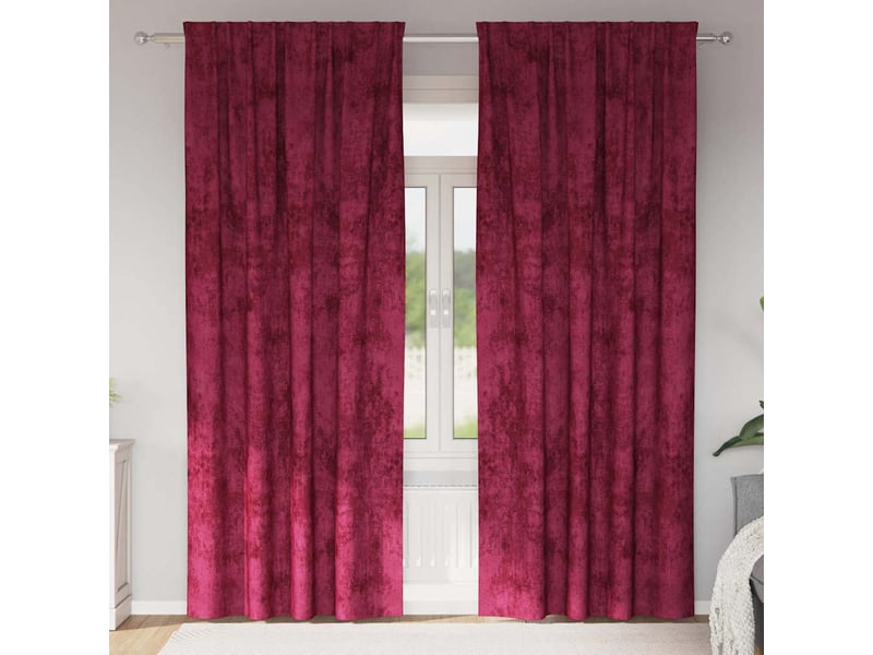 Lot de 2 rideaux en velours, rideaux de fenêtre bordeaux 260 x 140 cm velours cf44150 - Conforama B