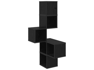 Étagère d'angle flottante, étagère murale chêne noir 48 x 48 x 120 cm cf41398