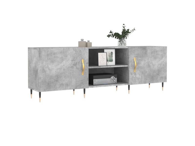  Meuble tv - banc tv - meuble de rangement gris béton 150x30x50 cm bois d'ingénierie  - Conforama C
