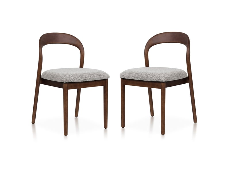  Lot de 2 chaises elena en bois d'hévéa et tissu chiné rembourré brun  - Conforama A