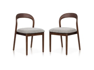 Lot de 2 chaises elena en bois d'hévéa et tissu chiné rembourré brun