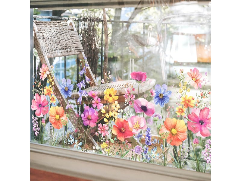  Décalcomanie de fenêtre 30x60cm, fleurs sauvages printempsété – adhérence statique double face, décor floral pour portes et fenêtres-style 2  - Conforama C