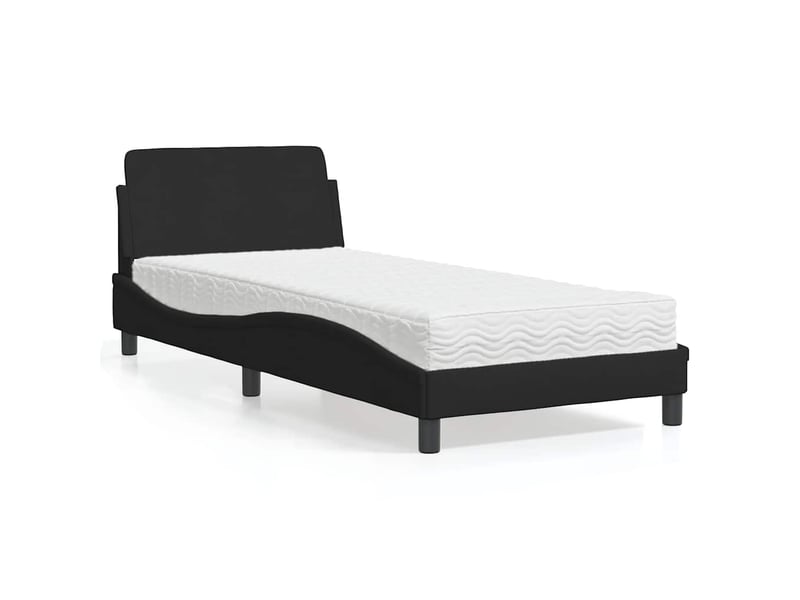  Lit avec matelas dover noir 80x200 cm tissu  - Conforama A