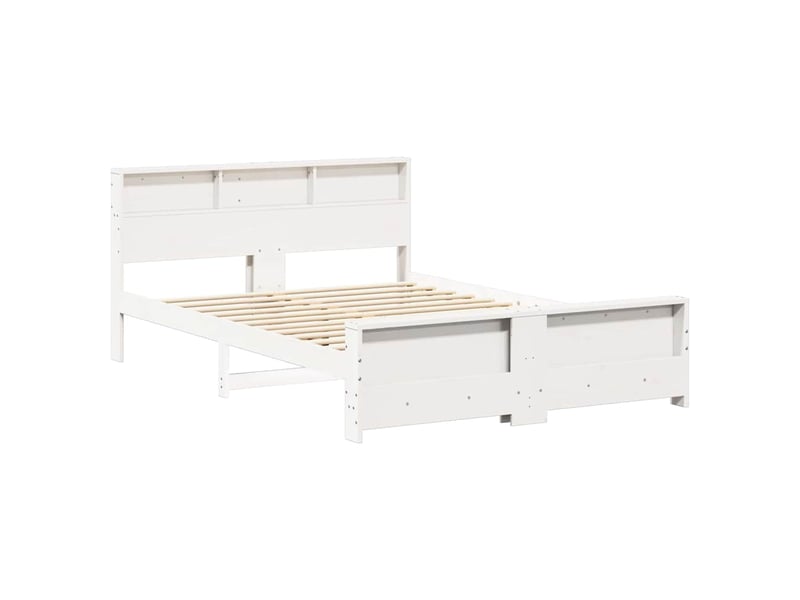  Lit double- lit adulte -  cadre de lit avec étagère blanc 150 x 200 cm pin massif  - Conforama C