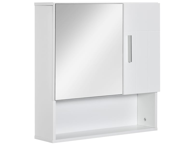 Armoire murale miroir de salle de bain avec portes et étagère réglable - blanc dim. 54l x 15,2l x 55,3h cm - Conforama B