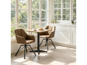 Lot de 2 chaises de salle à manger pivotantes 360° avec accoudoirs  - assise large simili cuir marron