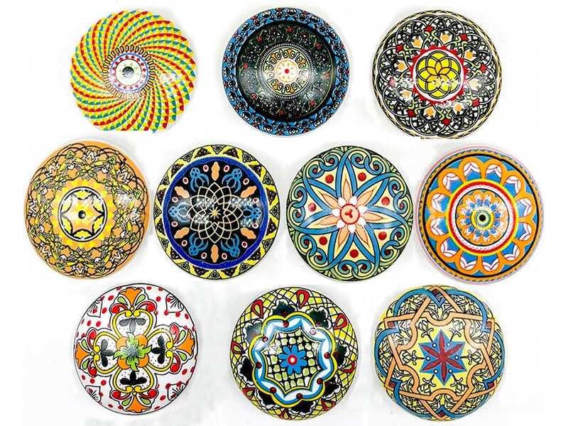 Ensemble de 10 poignées de porcelaine rondes de style bohème, boutons uniques pour la décoration de meubles diy et de commodes - Conforama B