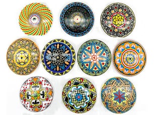 Ensemble de 10 poignées de porcelaine rondes de style bohème, boutons uniques pour la décoration de meubles diy et de commodes