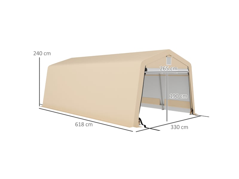  Tente garage carport dim. 6,2l x 3,3l x 2,4h m acier galvanisé robuste pe haute densité 150 gm² imperméable anti-uv  - Conforama E