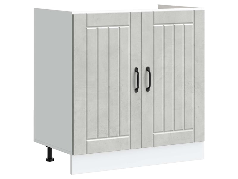 Meuble sous évier 2 pcs gris béton bois d'ingénierie - Conforama D