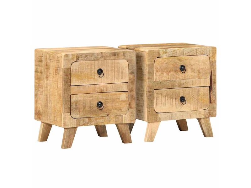  Vidaxl lot 2 tables de chevet bois massif manguier brut meuble rangement 40x32x46 cm chambre à coucher  - Conforama B