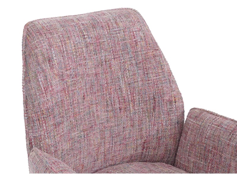 Lot de 6 chaises de salle à manger hwc-g67, pivotantes, à position automatique, en chenille métallisée (410 gm²) - structure crème, rose - Conforama E