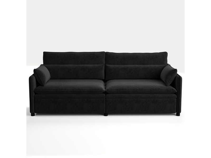 Canapé 3 places cloud en chenille noir 206 cm, convertible 3-en-1 avec rangement - Conforama A