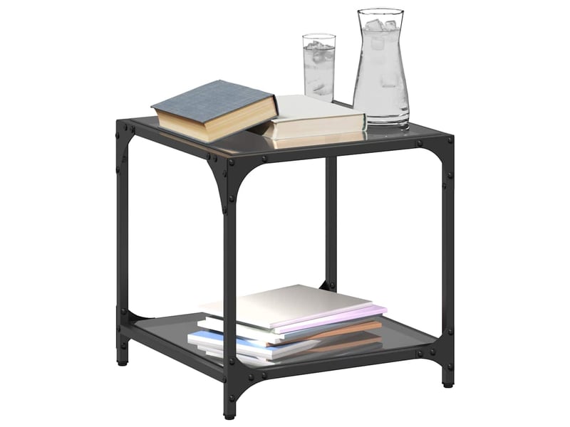  Tables basses avec dessus en verre noir 2 pcs 40x40x40 cm acier  - Conforama C
