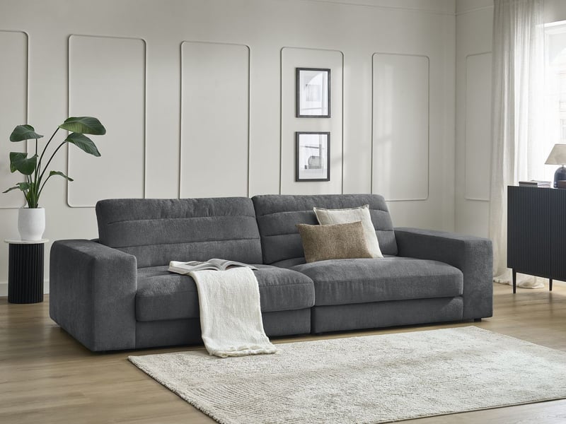  Bobochic canapé droit fixe 3 places sierra tissu texturé gris foncé SIERRA - Conforama B
