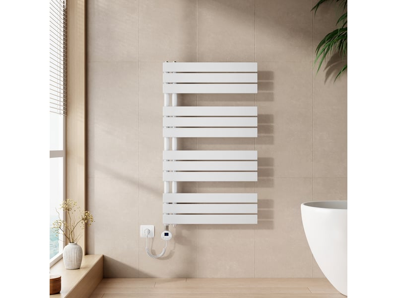  Emke radiateur sèche-serviettes électrique 1041x600 mm, blanc 600w, wifi, modes intelligents, détection fenêtre  - Conforama B