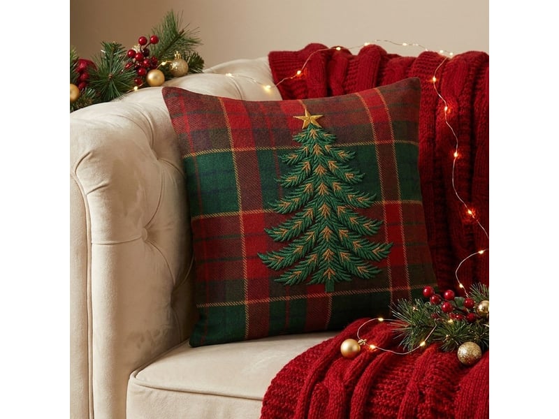  Housse de coussin de noël en polyester 43x43 tree  - Conforama B