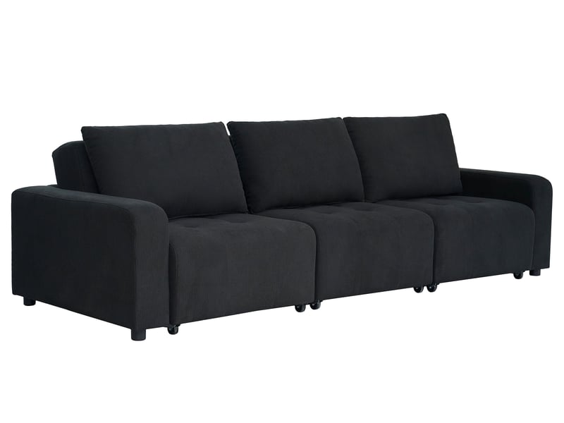 Canapé 3 places convertible et modulable castelo velours côtelé noir Castelo - Conforama A