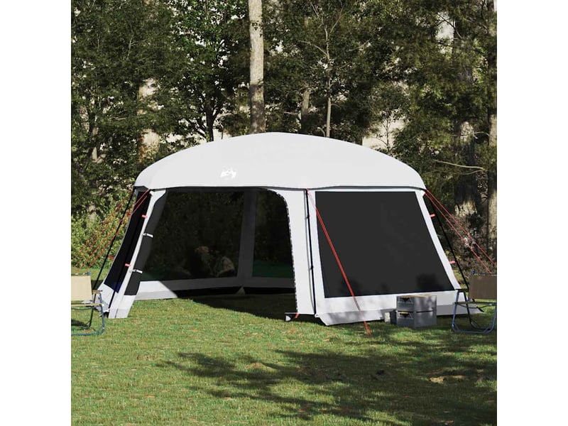 Tente piscine toit amovible parois maille gris 618x532 cm - Conforama B