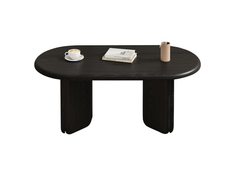  Table basse ovale noire en mdf, 99 × 50 × 40 cm, table de salon robuste avec pieds décoratifs, supportant jusqu'à 40 kg, table basse moderne pour salon et séjour.  - Conforama A